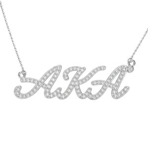 Collier AKA Pave Script pour femme, élégant, couleur or, pendentif lettre en cristal, bijoux de mode, chaîne de luxe, qualité supérieure - Product Image 1