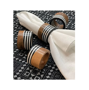 Porte-serviettes en bois de manguier poli naturel et résine, ensemble de vaisselle écologique, qualité supérieure et en promotion - Product Image 1