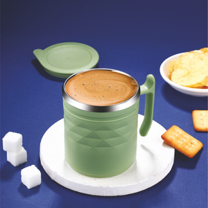 Taza de Café de Acero Inoxidable Aislada con Agarre Exterior Texturizado, Tapa Antiderrames y Asa Cómoda para Té Caliente y Chocolate - Product Image 5