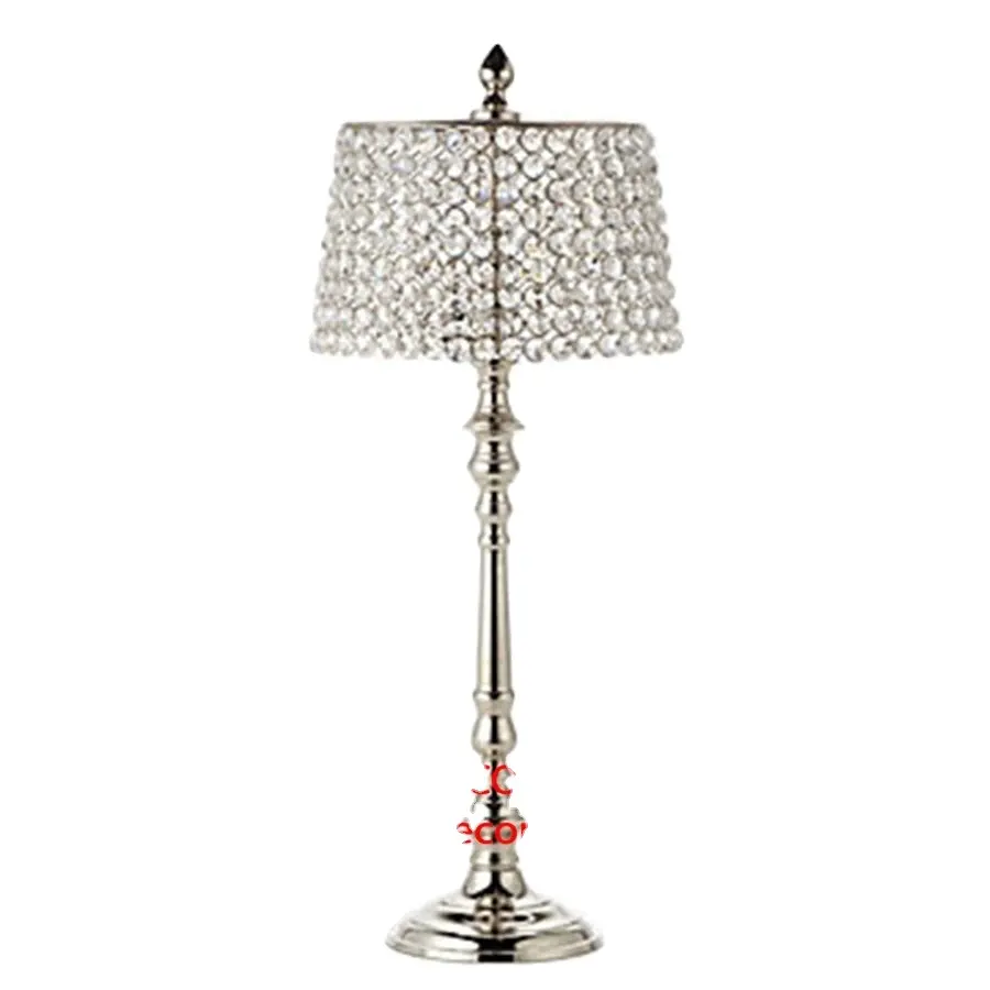 Metal Crystal T- Light Lamp for Bedroom Table decoration Elegant Design Silver Plated Luxury Handmade T Light Candle Holder Lamp