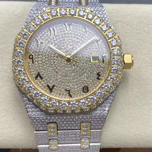 Montre à quartz de luxe moderne pour homme, sertie de diamants Moissanite, design tendance, montre haut de gamme pour homme, entièrement sertie de diamants Moissanite - Product Image 3