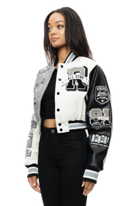 Oem Custom Knitted Polyester Plaid Winter Varsity <b>Jacket</b> <b>Patch</b> Chenille Embroidery Sleeve Eco-Friendly Windproof Cotton Logo - Product Image 3