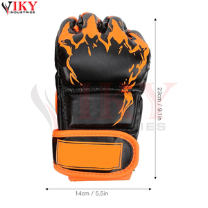 Bon Fournisseur Nouvelle Arrivée Gants d'Entraînement MMA à Imprimé Flamme Noir et Orange Équipements de Grappling et de Sparring pour Arts Martiaux - Product Image 6