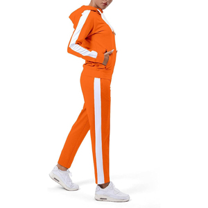 Chándal de invierno para mujer, de color liso, con capucha, cremallera completa, bolsillos laterales, informal, transpirable, de viscosa/poliéster, elástico en cuatro direcciones - Product Image 3