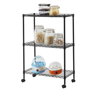 Carrello Multiuso a 3 Ripiani Cromato, Scaffalatura in Metallo e Plastica Pieghevole e Smontabile per Organizzazione di Casa, Cucina e Bagno - Product Image 3