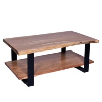 Table basse de petite taille au design industriel, finition naturelle, bois d'acacia à bords naturels, meubles pour salon