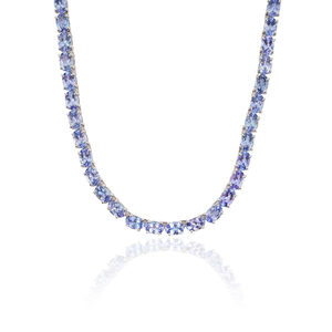Bracelet tennis en argent sterling 925, design original, serti de tanzanite naturelle ovale, fait main, pour femme, bijoux fins - Product Image 3