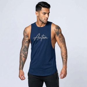 Customizable Breathable Cotton/Bamboo Fiber Tie-Dye Sporty <b>Mens</b> Rib-knit Tank <b>Top</b> Sleeveless Undershirt Crew Neck Singlet <b>Muscle</b> - Product Image 6