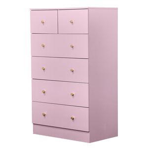 Mobile con Maniglie Oro Opaco 4+2 Cassetti, Finitura Melaminica Testurizzata Effetto Polvere Macaron, 66*40*111cm, in Truciolato, Arredamento Camera da Letto - Product Image 4