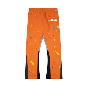 High Quality 100% Cotton Fleece Mens <b>Joggers</b> Street Wear Style Custom Print Wide Leg Baggy Fit Casual <b>Stacked</b> Flared Sweat Pants - Product Image 3