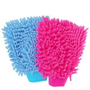Mềm tự động chi tiết làm sạch găng tay cao cấp Scratch-Free Lime màu xanh lá cây mì sợi nhỏ Chenille rửa xe <span class=keywords><strong>Mitt</strong></span> với màu xám Cuff - Product Image 1