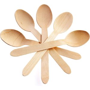 Cucchiai in Legno Compostabili da 6,25 Pollici, Ecologici, Confezione da 100 Pezzi - Product Image 1