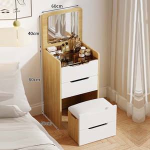 Ensemble coiffeuse éclairée économique avec miroir amovible et meuble de rangement pour petit appartement ou chambre à coucher - Product Image 3