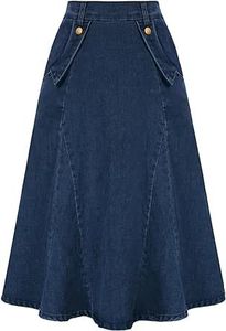 Jupe en jean plissée taille haute pour femme, couleur unie, délavée, coupe décontractée, en coton, style streetwear - Product Image 4