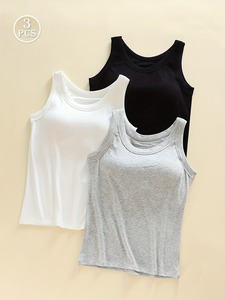 <b>Women's</b> Cotton Knitted Solid Color O-Neck <b>Tank</b> <b>Tops</b> Casual Breathable Regular Length Sleeveless <b>Tops</b> in <b>White</b> Gray Black Brown - Product Image 5