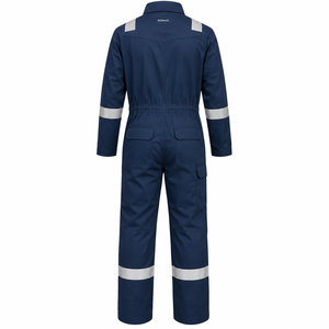 Navy Blue Silver Reflective Industrial <b>Work</b> Coverall Heavy Duty Mechanic Overall with Utility Pockets and Concealed Front Zip - Product Image 6