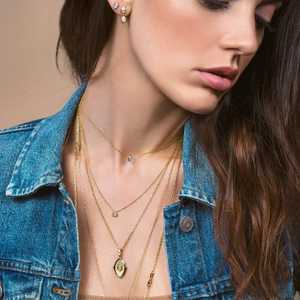 จี้เพชรทรงมาร์คีส์ทองคำแท้ 14K 18K เพชรเพาะเลี้ยง พร้อมสร้อยคอแบบปรับได้ สไตล์คลาสสิก เหมาะสำหรับใส่ทุกวัน - Product Image 2