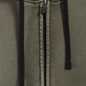 Sweat-shirt à capuche zippé vert olive pour homme, 100 % coton French Terry, coupe classique, décontracté, pour l'automne, effet délavé - Product Image 6