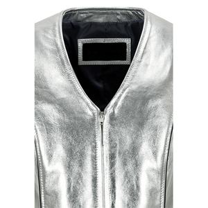 Gilet en cuir pour femme en peau d'agneau véritable, coupe ajustée - Product Image 3