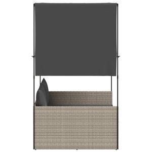 Lettino Doppio Grigio Chiaro in Rattan PE per Esterni con Cuscini Inclusi, Design Moderno - Product Image 4