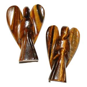 Vente en gros de statue d'ange en oeil de tigre en cristal naturel sculpté à la main de 2 pouces pour la décoration baguettes de massage européennes sculptées, magasin d'anges en pierre - Product Image 1