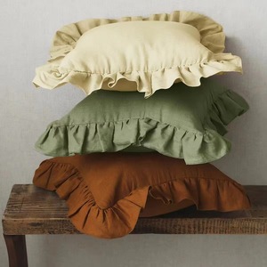 Funda de cojín de lino cuadrada con volantes, estilo bohemio, funda de almohada decorativa para uso doméstico - Product Image 6