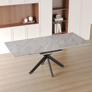 Tavolo da Pranzo Moderno Stile Mid-Century Estensibile da 62,4'' a 78,15'' Grigio, Tavolo da Cucina Molto Grande per Sala da Pranzo, Feste e Conferenze - Product Image 1