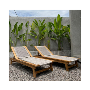 Chaises longues en bois de teck de la meilleure qualité, lit de soleil en corde super confortable pour l'extérieur et le jardin, prix de gros - Product Image 2