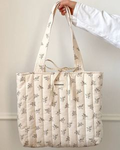Floral Print Cotton <b>Tote</b> Bag With Pink Bow Closure Elegant Daily Use Women's Handbag Custom Logo Satin Printed Beach <b>Tote</b> Bag - Product Image 2