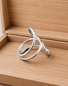 925 Sterling <b>Silver</b> Spiral Swan <b>Adjustable</b> Minimalist Bezel Setting Rose Gold Plated Engagement <b>Ring</b> Unisex Wholesale Handmade - Product Image 4