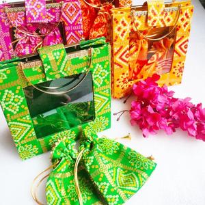 Sac de cadeaux design avec combo Potli et sac individuel pour cadeau de mariage, ensemble d'emballage pour cadeau de mariage Shagun, sac cadeau festif - Product Image 5