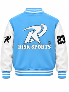 <b>Light</b> Blue Solid Stand Collar Varsity <b>Jacket</b> <b>Men</b> Regular Fit Zipper Front Fleece Lined Casual Sports Autumn - Product Image 1