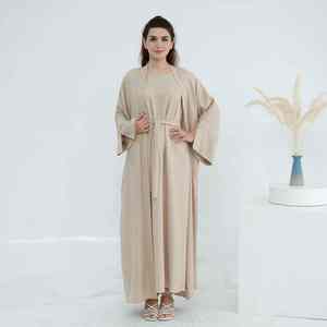 Abaya longue marron élégante, moderne, légère et respirante à manches longues pour femmes musulmanes, style Dubaï, décontractée et modeste - Product Image 4
