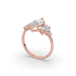 Bague de luxe en or 14 carats avec diamant de laboratoire taille marquise brillant de 2,18 carats, style unique, légère, en or 10 carats, bijou raffiné, cadeau - Product Image 3