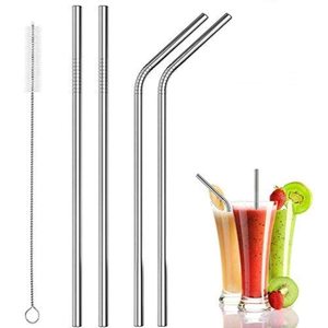 Pailles de Luxe en Acier Inoxydable Écologiques Réutilisables Courbées pour Smoothies, Shakes et Cocktails – Meilleures Ventes - Product Image 1
