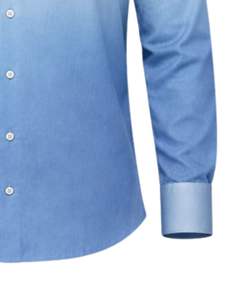 Camisa Formal para Hombre en Degradado Azul Cielo, Algodón Premium, Manga Larga, Cierre de Botones, Estilo Casual Elegante, Fabricante OEM Personalizado, Suministro al por Mayor - Product Image 6