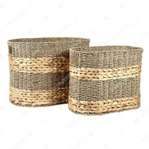 SWIRLED BELT Eco-Friendly Seagrass & Hyacinth Multifunctional Storage Basket Laundry <b>Hamper</b> - Product Image 2