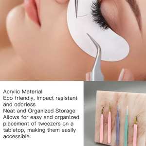 Support minimaliste en acrylique et plastique pour pinces à épiler, avec base lourde pour une stabilité accrue et organisateur d'outils d'extension de cils - Product Image 5