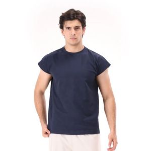 Camiseta de Manga Corta para Hombre, Cuello Redondo, Color Azul Marino, Estilo Casual, Algodón, Fabricante de Camisetas Lisas - Product Image 1