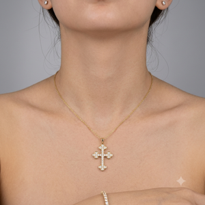 Bottoni Kreuzanhänger aus 925er Sterlingsilber, vergoldet, mit Moissanit besetzt, christlicher Heiliger Kreuz Jesus, Hip-Hop, religiöses Geschenk für Herren - Product Image 2