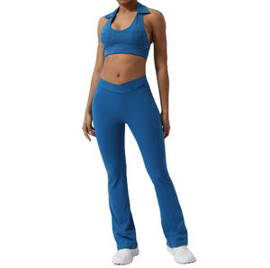 ชุดเซ็ต 2 ชิ้นที่ดีที่สุดสำหรับผู้หญิง กางเกงเลกกิ้งไร้ตะเข็บ กางเกงขาสั้นโยคะ ชุดออกกำลังกาย เอวสูง ผ้ายืดสแปนเด็กซ์/โพลีเอสเตอร์ เสื้อผ้าฟิตเนส - Product Image 2