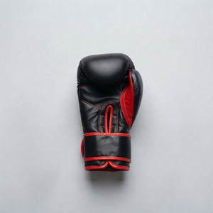 Gants de boxe en cuir noir personnalisés avec logo et bordure rouge – Fermeture auto-agrippante pour entraînement et sparring adulte OEM/ODM - Product Image 4