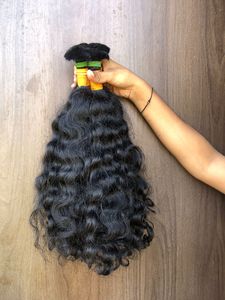 Cabello Humano Natural Rizado Negro Azabache 100% Virgen Sin Procesar de Templo Indio para Exportación a Granel - Product Image 4