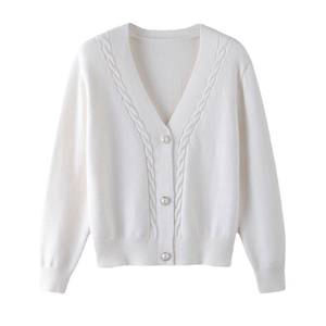 Women's Embroidered V-neck Knit <b>Cardigan</b> <b>Sweater</b> Long Sleeve Open Front Casual Fashion Outerwear Soft Warm Autumn Winter Coat - Product Image 1