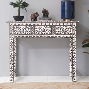 Mesa Consola con Incrustaciones de Hueso, Mueble de Madera Artesanal para Pasillo con Elegante Almacenamiento y Acabado Decorativo - Product Image 5