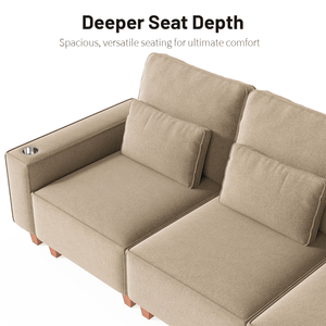 Divano Moderno e Confortevole a 3 Posti in Ciniglia con Seduta Profonda, Portabicchieri in Acciaio Inox Spazzolato e 3 Cuscini Decorativi Lavabili - Product Image 6