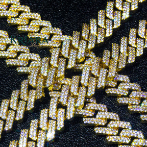 S925 Gold Plated Lab Grown Diamond Link <b>Chain</b> Necklace Hiphop Style Unisex Everyday Wear <b>Chains</b> Jewelry - Product Image 5