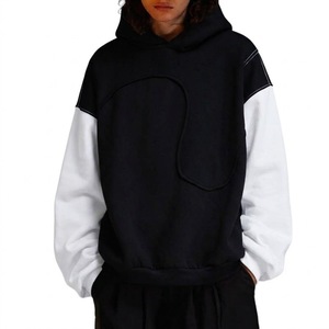 Sudadera con capucha oversize de patchwork para hombre al por mayor, estilo casual deportivo urbano de primavera - Product Image 3
