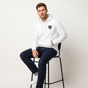 Sweat-shirt à capuche blanc pour homme Dumela avec poche logo sur le devant, en coton molletonné, coupe classique, pour l'automne - Product Image 3