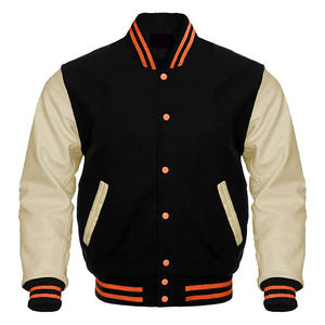 Chaqueta Varsity de Béisbol para Hombre, Personalizada al por Mayor, Modelo 2025, de Lana con Mangas de Cuero, Estilo Bomber, Cortavientos - Product Image 3